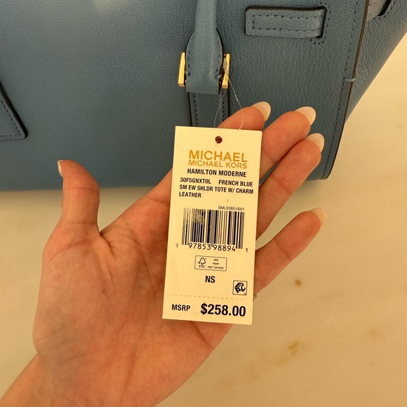 Michael Kors Blue Satchel with Gold Accents - Picture 4 of 4